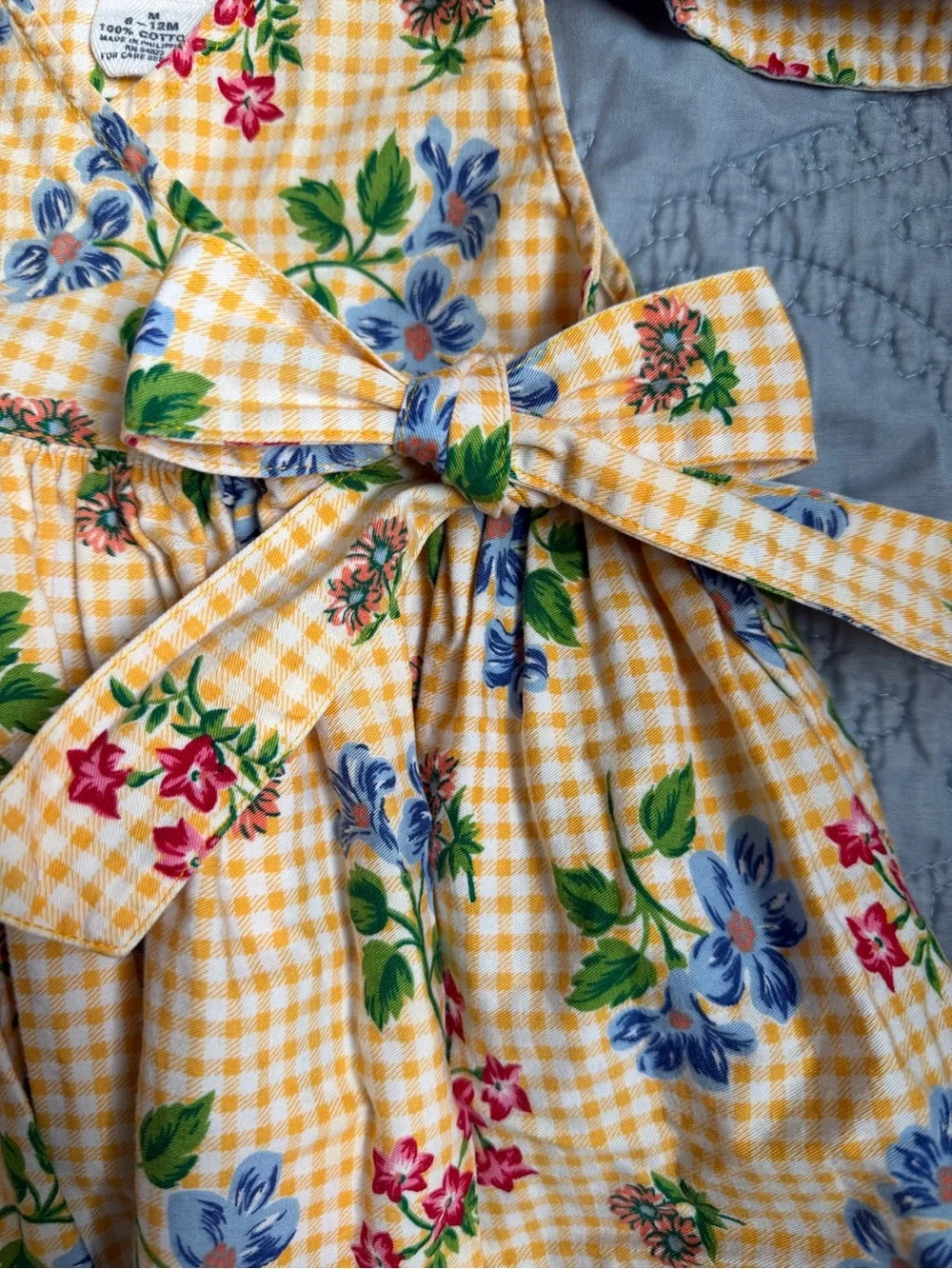 GAP Yellow Gingham Floral Dress with Matching Sun Hat